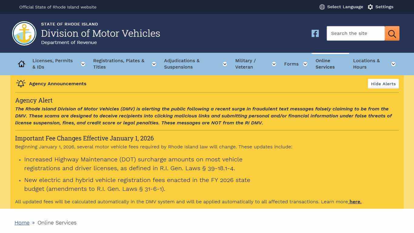 Online Services | RI Division of Motor Vehicles